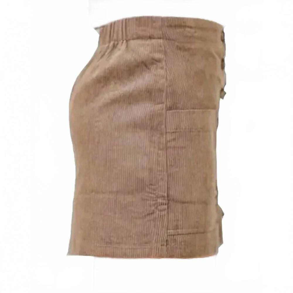 NEW LE LIS low waist pleated corduroy skirt in taupe - Picture 3 of 3